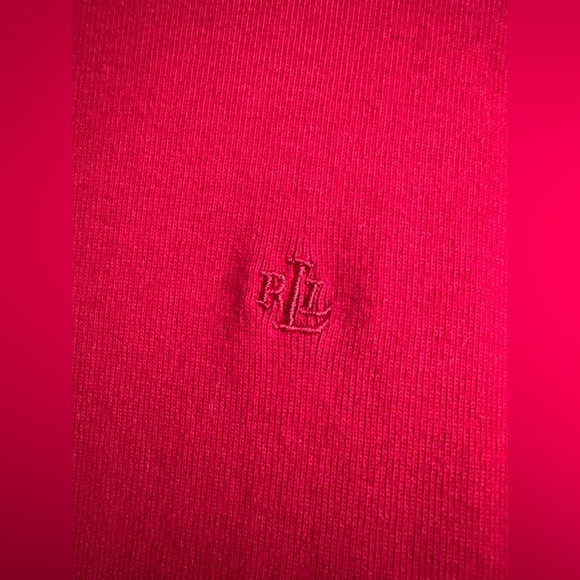 Lauren Ralph Lauren Red Cotton Long Sleeve Scoop Neck Casual Elegant Cozy Shirt - Picture 3 of 4